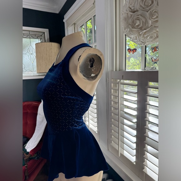 Rebel Skate Wear women’s size small blue velvet with silver glitter x pattern - Picture 4 of 7